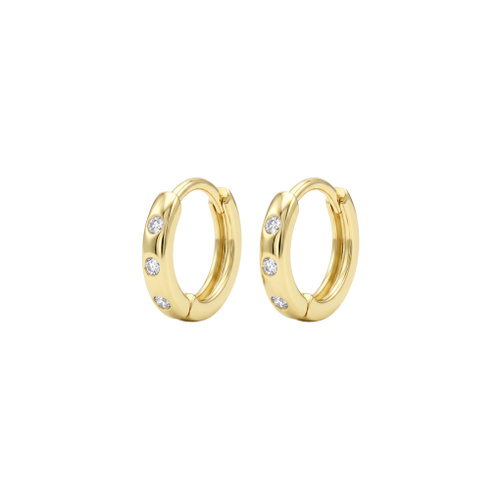 Indulge Sterling silver Gold Plated mini 9MM hoop featuring CZ detail