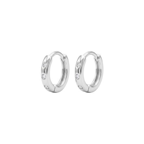 Indulge Sterling silver mini 9MM hoop featuring CZ detail