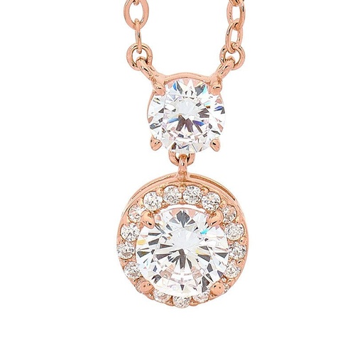 GEORGINI ROSE GOLD HALO DROP PENDANT