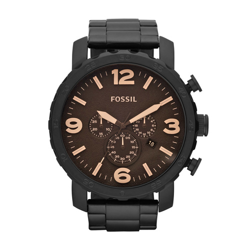 FOSSIL S/STEEL GENTS LARGE BLACK IP CHRONOGRAPH 50M W/R Watch