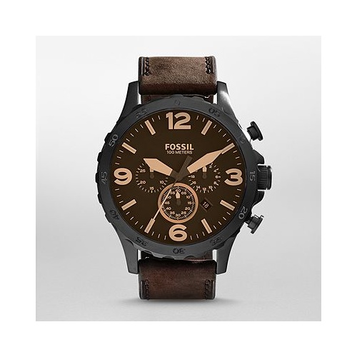 MENS FOSSIL NATE BROWN LEATHER CHRONO