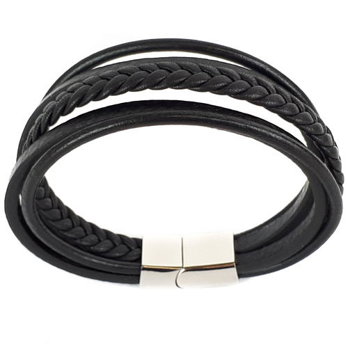 FIVE STRAND BLACK LEATHER BRACELET