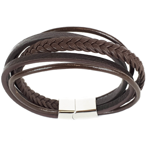 FIVE STRAND BROWN LEATHER BRACELET