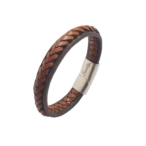 TAN LEATHER SOLID EDGE BRACELET