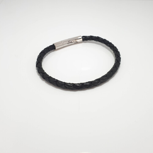 SANTO THIN LEATHER BRACELET BLACK