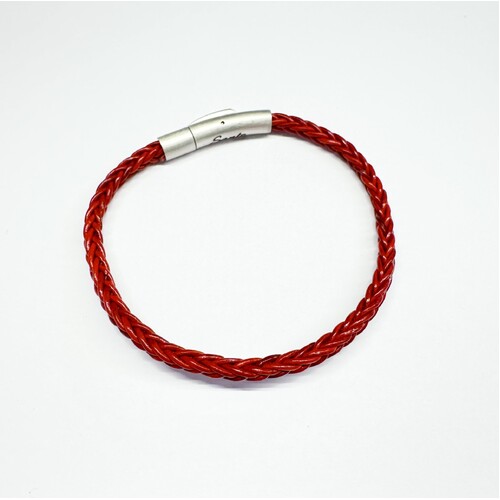 SANTO RED THIN LEATHER ROPE STYLE BRACELET