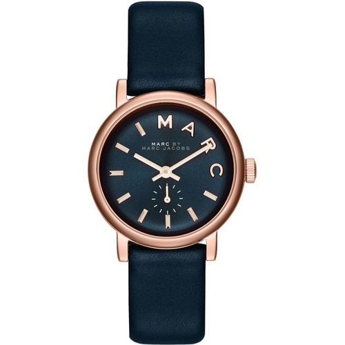 MARC JACOBS ROSE GOLD NAVY LEATHER MINI BAKER