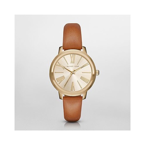 MICHAEL KORS HARTMAN GOLD & BROWN LEATHER WATCH MK2521