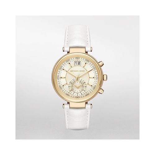 MICHAEL KORS SAWYER YG S/STEEL AND WHITE LEATHER MK2528