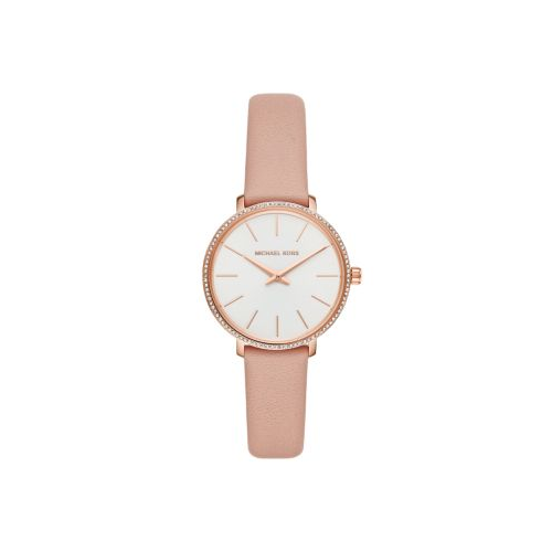 MICHAEL KORS MINI PYPER BLUSH LEATHER AND ROSE GOLD WATCH