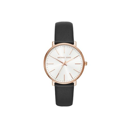 MICHAEL KORS PYPER BLACK LEATHER AND ROSE GOLD