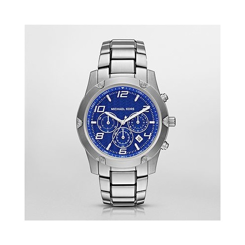 MICHAEL KORS CAINE S/STEEL WATCH WITH BLUE DIAL