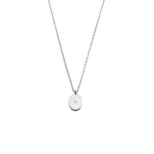 Indulge Sterling silver oval pendant necklace with cz detail