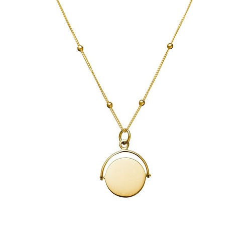 Indulge Yellow Gold Plated Sterling silver necklace featuring spin-disc pendant