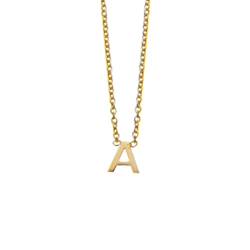 Indulge Yellow Gold Sterling Silver necklace with initial pendant - A