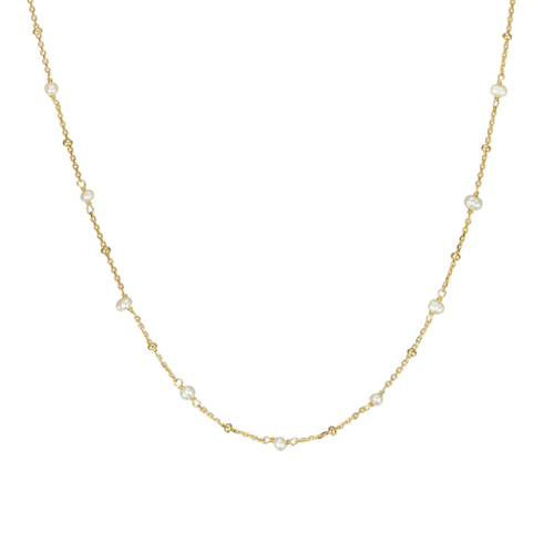 Indulge Yellow Gold Plated Sterling silver bead and freshwater pearl necklace