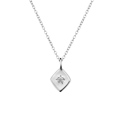Indulge Sterling silver diamond shape CZ northern star pendant necklace