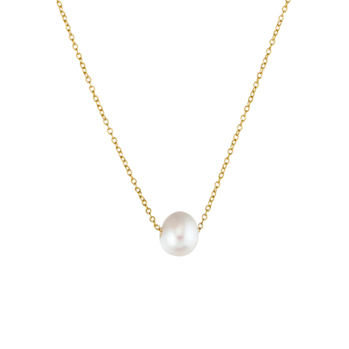 Indulge Yellow Gold Plated Sterling silver necklace with floating pearl