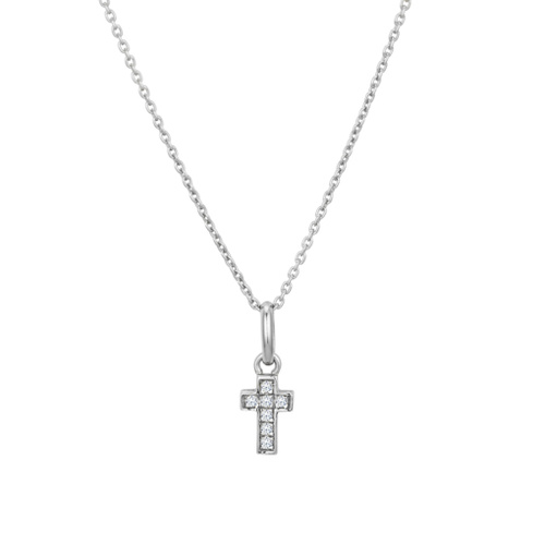 Indulge Sterling silver CZ petite cross pendant necklace
