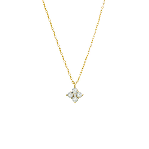 Indulge Sterling silver gold plated necklace with white CZ flower pendant