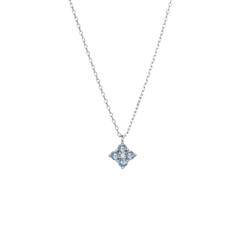 Indulge Sterling silver necklace with aquamarine CZ flower pendant