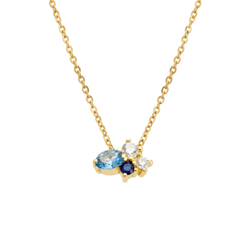 Indulge Sterling Silver Yellow Gold Plated Fine Necklace Featuring Coloured CZ