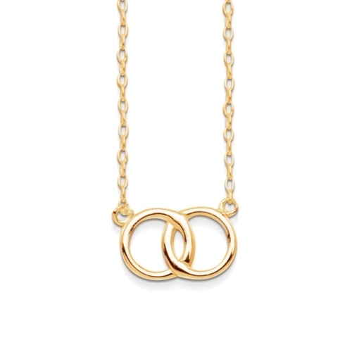 Indulge Yellow Gold Plated Sterling silver two rings of friendship necklace