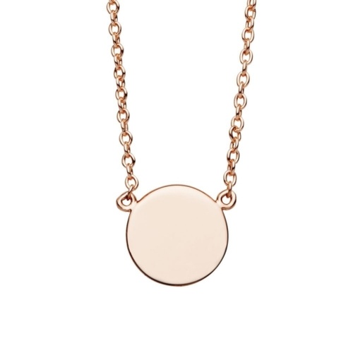 Indulge Rose Gold Plated Sterling silver flat disc necklace