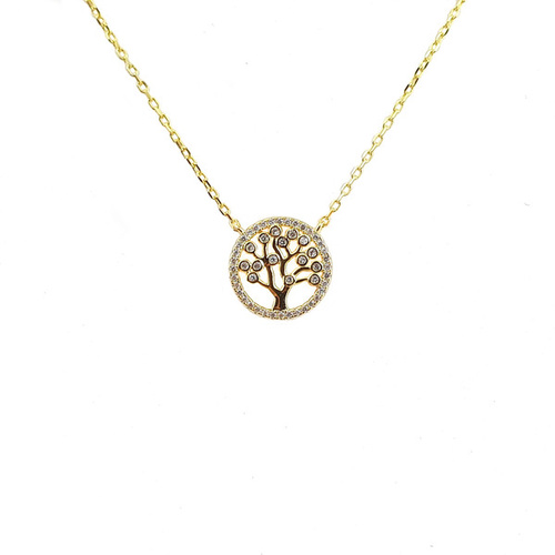 SANTO YELLOW GOLD CZ TREE OF LIFE PENDANT