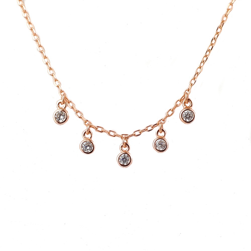 ROSE GOLD CZ DANGLE NECKLACE