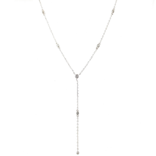STERLING SILVER CZ DROP NECKLACE