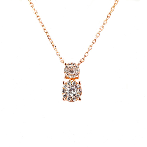 ROSE GOLD DOUBLE CZ DROP PENDANT