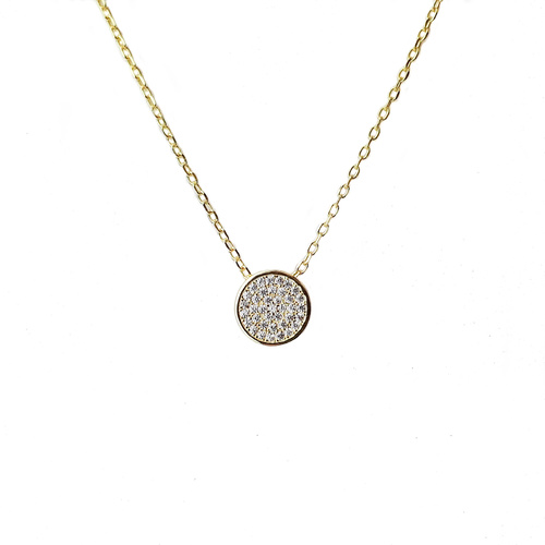 SANTO YELLOW GOLD PAVE CZ CIRCLE PENDANT