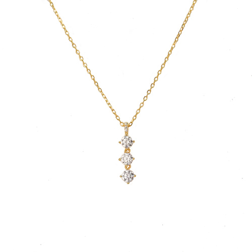 YELLOW GOLD 3 CZ NECKLACE