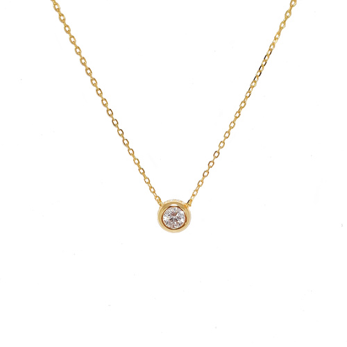 SANTO YELLOW GOLD BEZEL SET CZ PENDANT WITH STONE SET OUTER