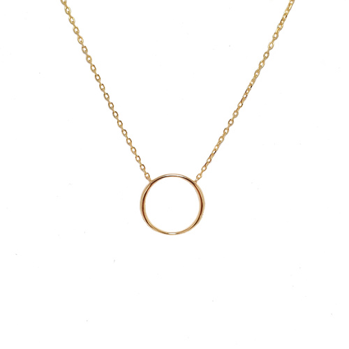 YELLOW GOLD LARGE CIRCLE NECKLACE