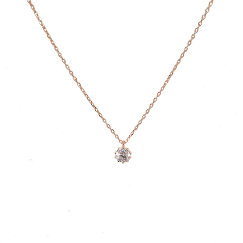 ROSE GOLD CLAW SET SINGLE CZ NECKLACE