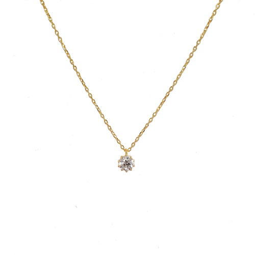 SANTO YELLOW GOLD CLAW SET SINGLE CZ NECKLACE