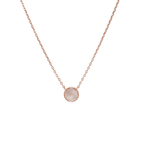 ROSE GOLD MOTHER OF PEARL DISC NECKLACE