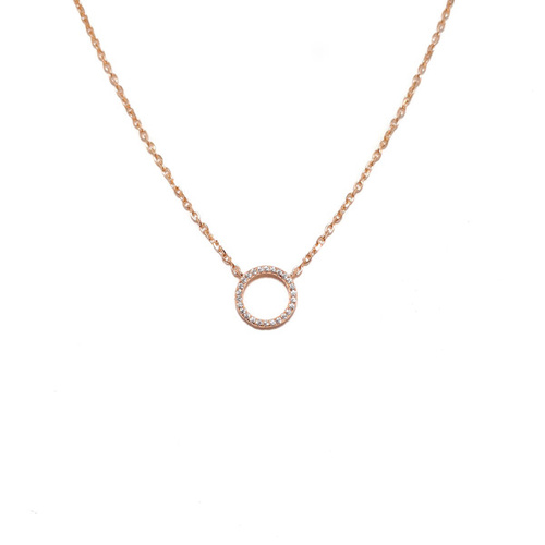 ROSE GOLD SMALL CUBIC ZIRCONIA CIRCLE NECKLACE