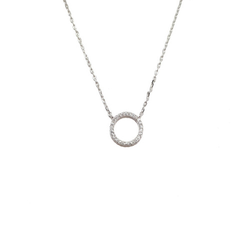 SANTO STERLING SILVER SMALL CUBIC ZIRCONIA CIRCLE NECKLACE