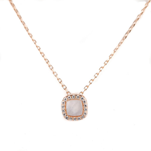 ROSE GOLD SMALL MOTHER OF PEARL SQUARE PENDANT