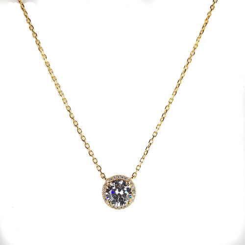 SANTO YELLOW GOLD LARGE CZ HALO NECKLACE