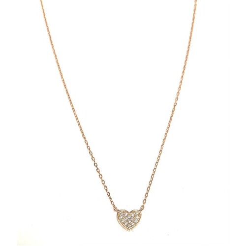SANTO SMALL ROSE GOLD PAVE HEART NECKLACE
