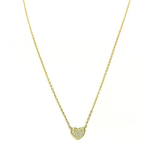 SANTO SMALL YELLOW GOLD PAVE HEART NECKLACE