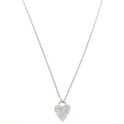 SANTO SILVER PAVE CZ HEART NECKLACE