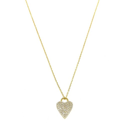 SANTO YELLOW GOLD PAVE CZ HEART NECKLACE
