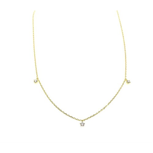 SANTO YELLOW GOLD DANGLE CZ CHOKER NECKLACE