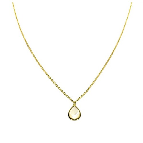 SANTO YELLOW GOLD MOTHER OF PEARL TEARDROP NECKLACE