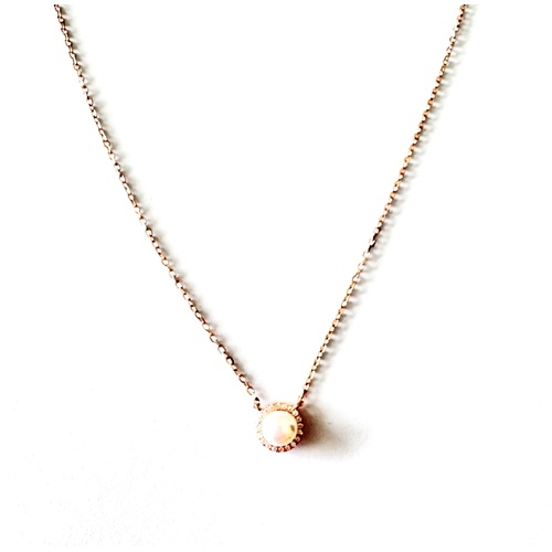 SANTO ROSE GOLD FRESH WATER PEARL WITH CZ HALO NECKLACE